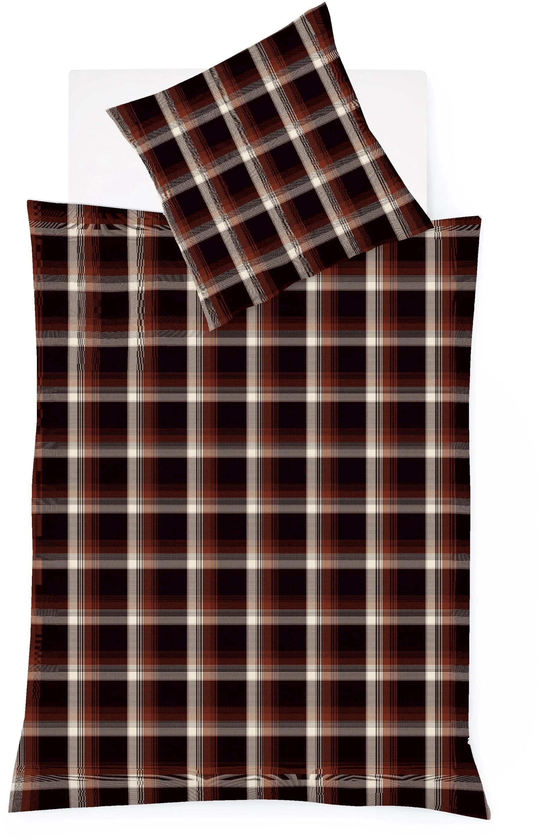 Fleuresse Bettwäsche Lech 4308 Braun Flanell Kariert