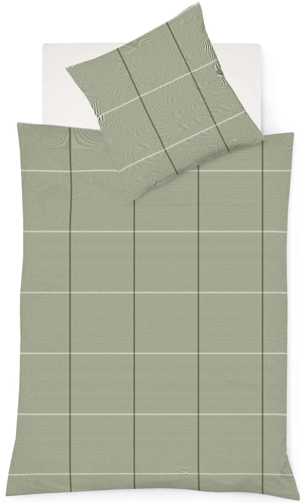 fleuresse Lech 4311 Bettwäsche 3-tlg. Grün Flanell Baumwolle