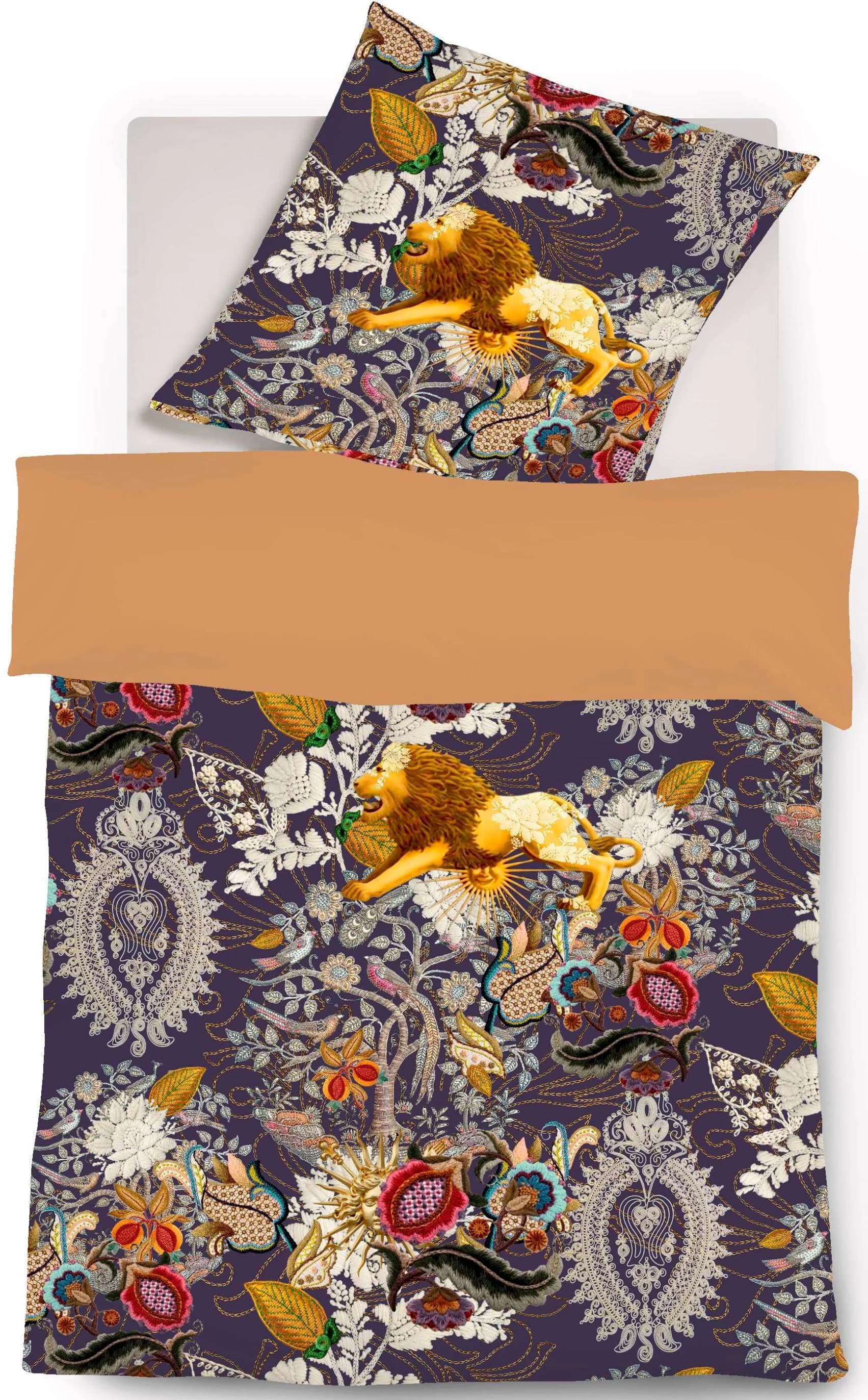 Fleuresse Wendebettwäsche Mako-Satin Bunt Löwen-Motiv