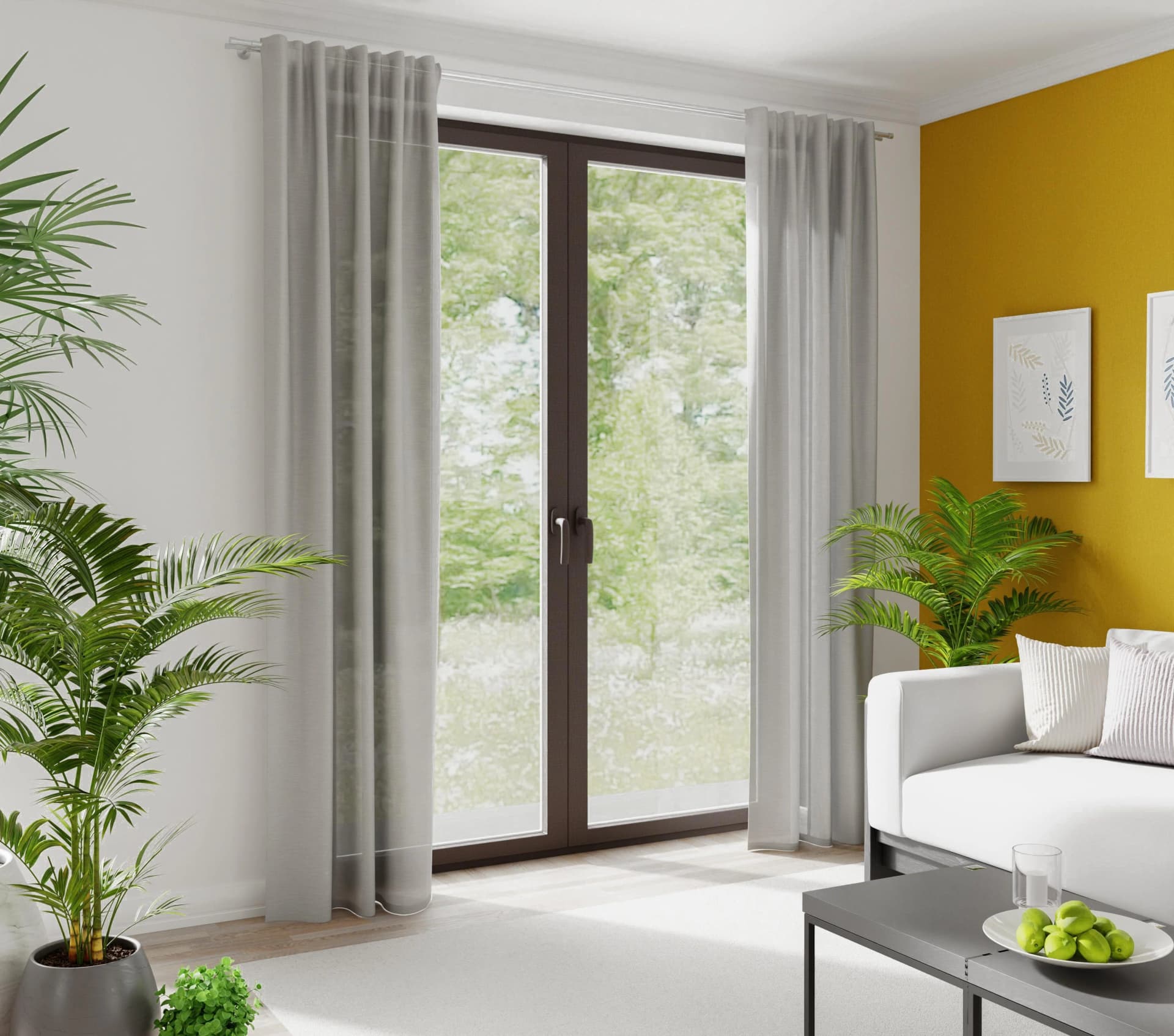 HOMING Gardine Oskar Hellgrau Uni Polyester