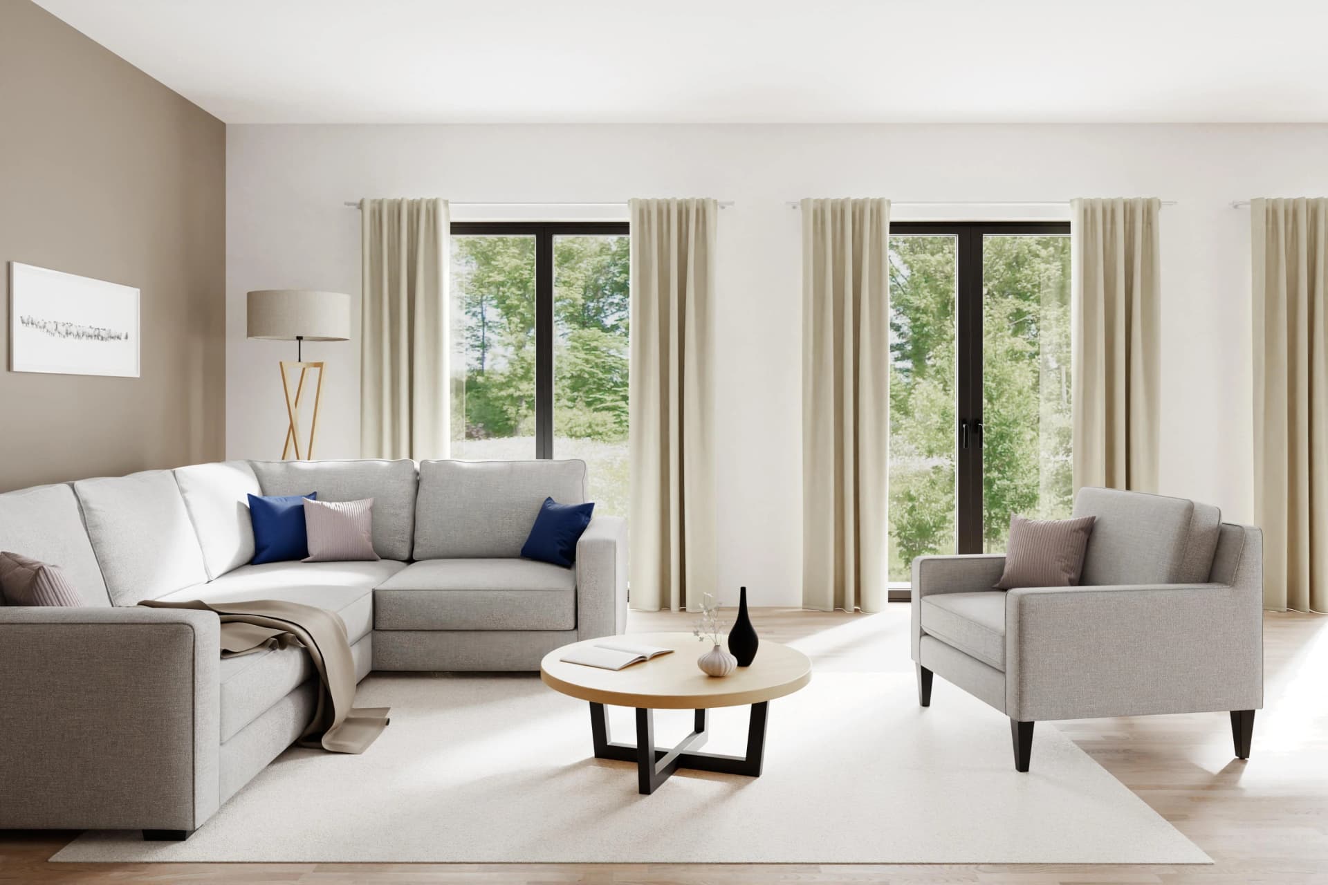 HOMING Vorhang Velia Beige Samt mit verdeckten Schlaufen