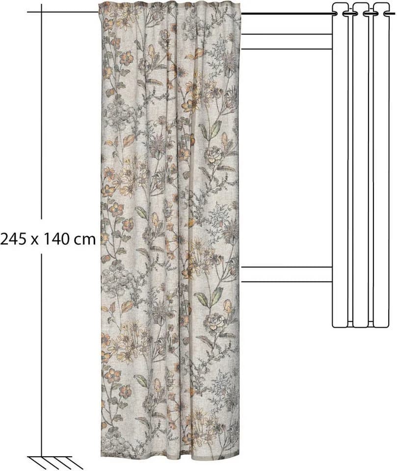 HOMING Gardine Stockholm Grau 140x245cm Polyester Leinen - Bild 4