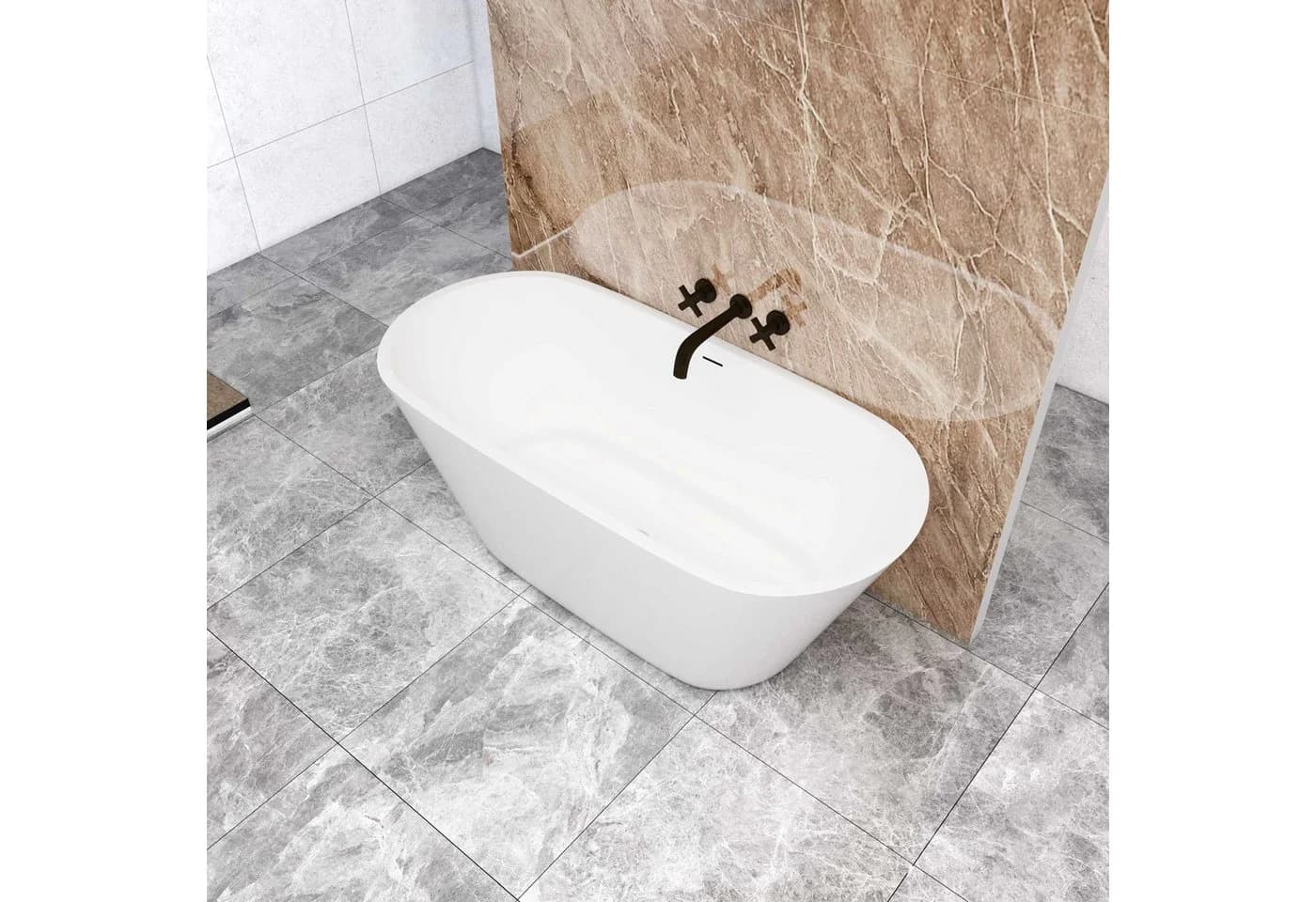 duschspa Freistehende Ovalbadewanne Acryl Weiß - Bild 2