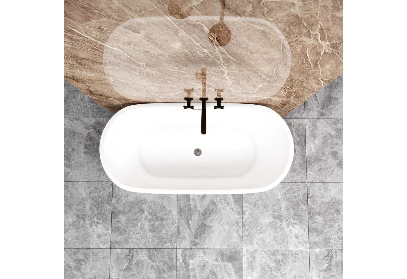 duschspa Freistehende Ovalbadewanne Acryl Weiß - Bild 4
