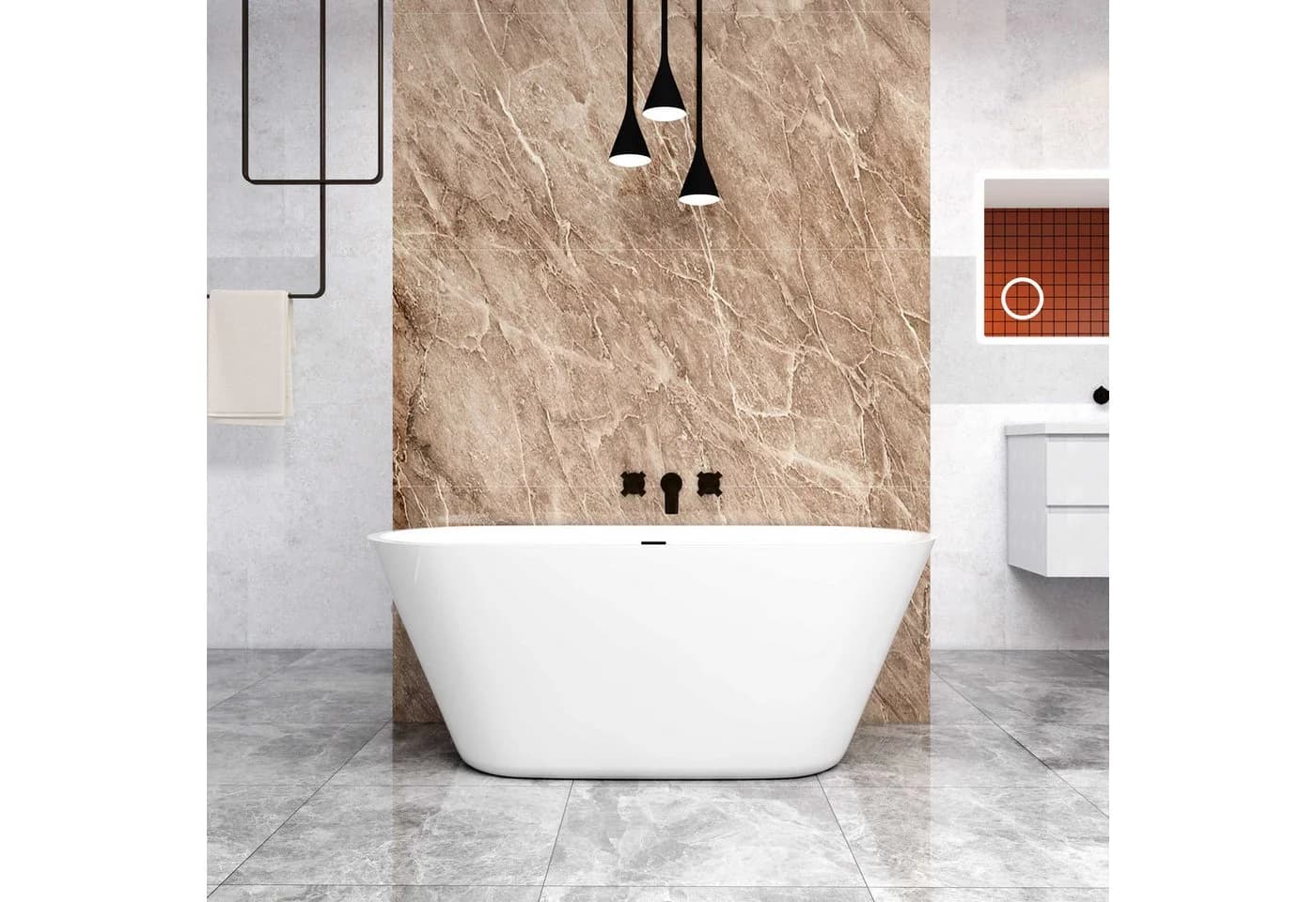 duschspa Freistehende Ovalbadewanne Acryl Weiß - Bild 5