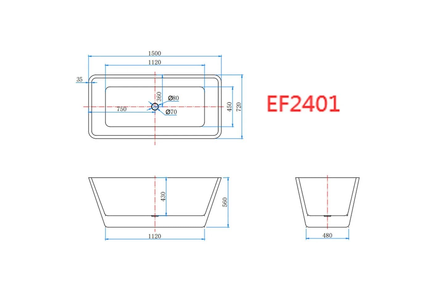 duschspa Acrylbadewanne 150x72 cm weiß Rechteck Modern
