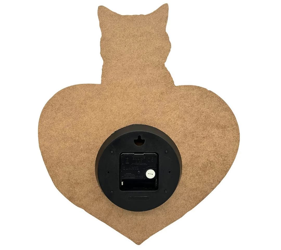 abc HOME Wanduhr Katze Quarzuhrwerk batteriebetrieben