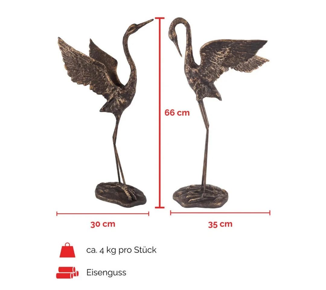 abc HOME Gartenfigur Kraniche Eisenguss 2er-Set - Bild 4