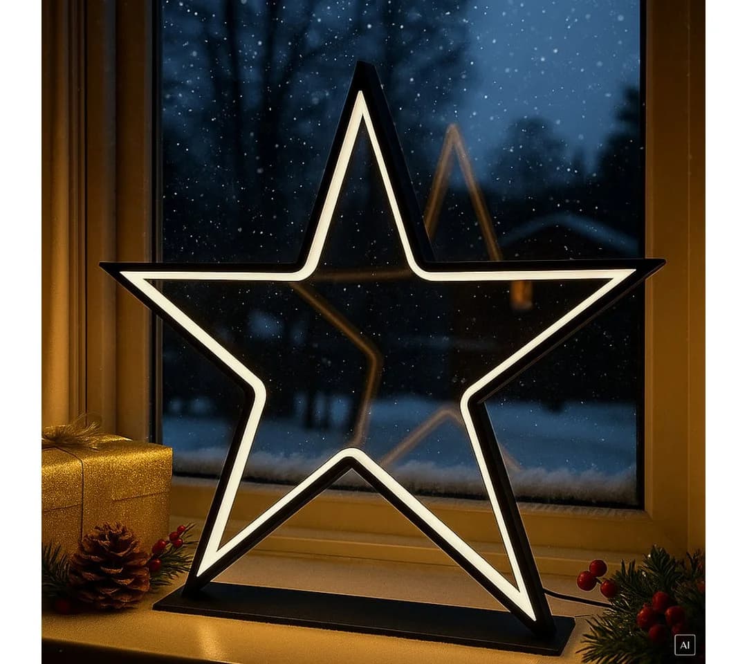 abc HOME LED Stern Fensterdeko Schwarz Mit Dimmerfunktion - Bild 2
