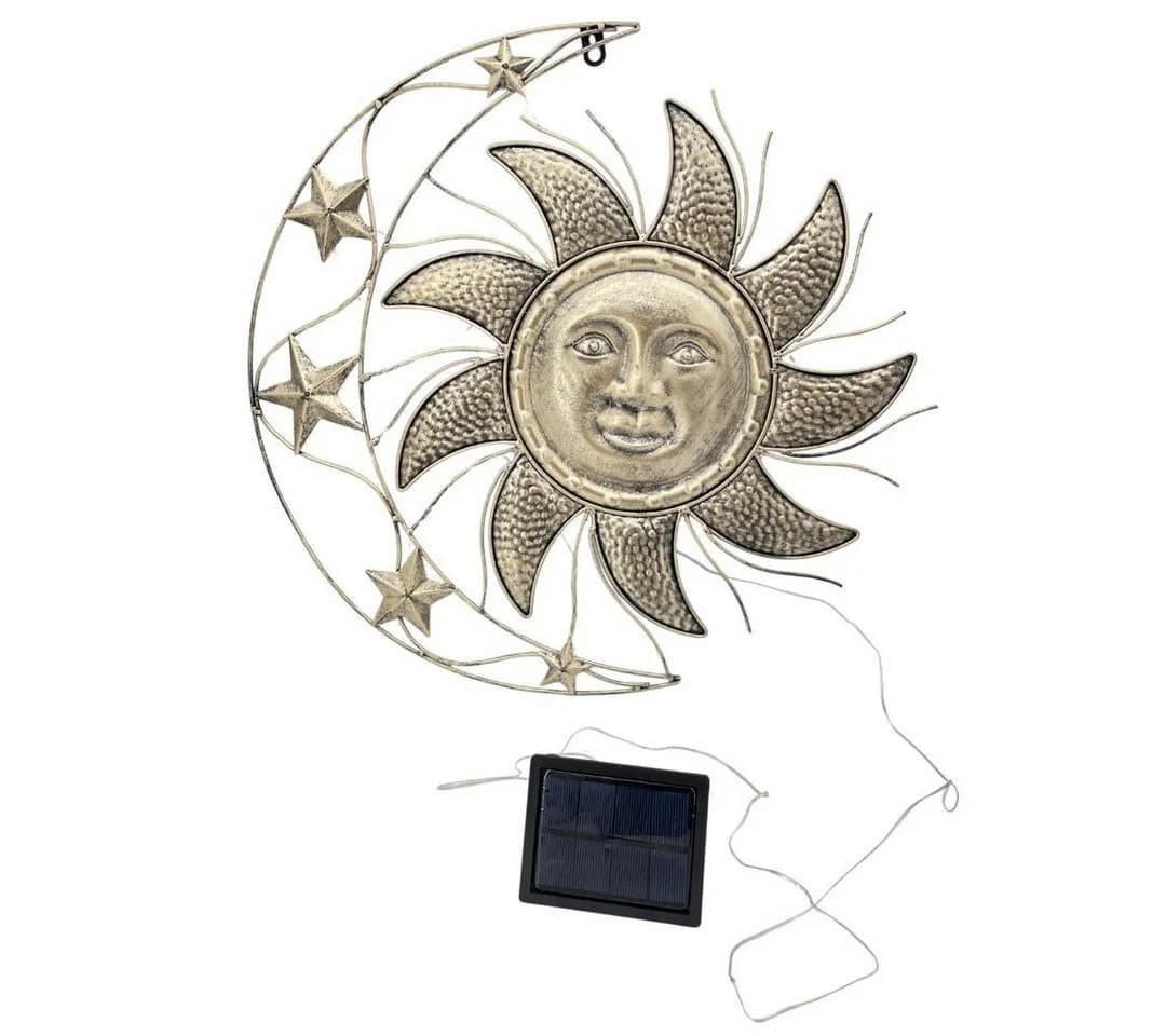 abc HOME Solar Wanddeko Metall Sonne Mond Sterne mit Lichtsensor - Bild 4