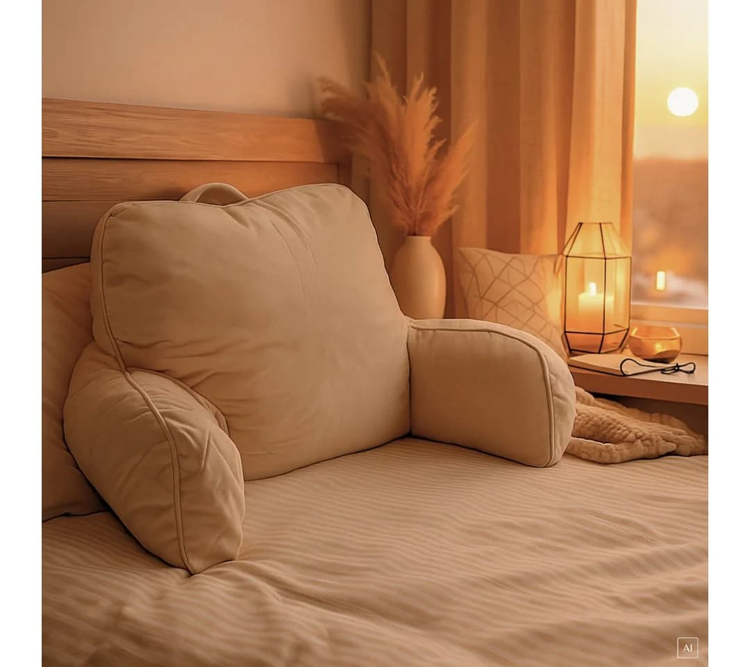 abc HOME Rückenkissen Polyester Grau & Beige mit Armlehnen - Bild 2