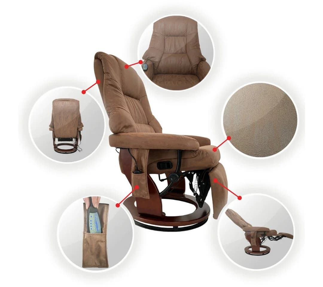 abc HOME Massagesessel Braun mit Fernbedienung, elektrisch, Liegefunktion - Bild 3