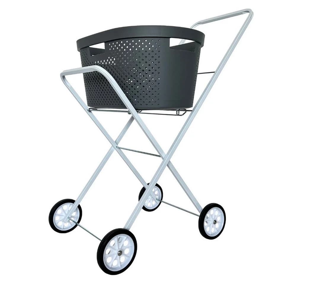 abc HOME Wäschekorbwagen Weiß Metall Klappbar - Bild 3