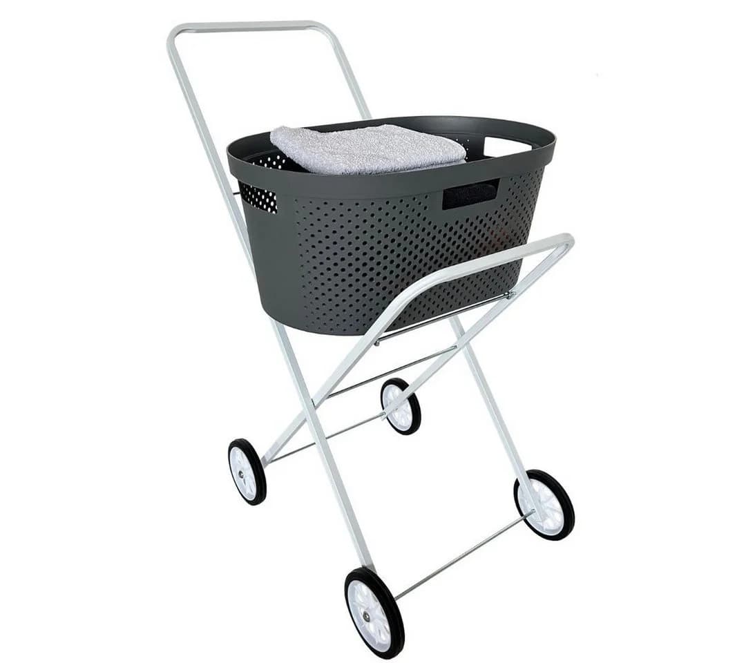 abc HOME Wäschekorbwagen Weiß Metall Klappbar - Bild 4