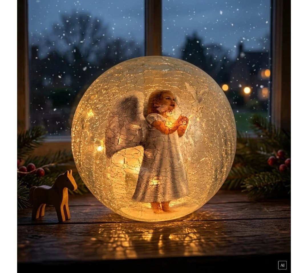 abc HOME Dekokugel mit Beleuchtung, LEDs, Batteriebetrieben, Craquelé-Glas - Bild 2