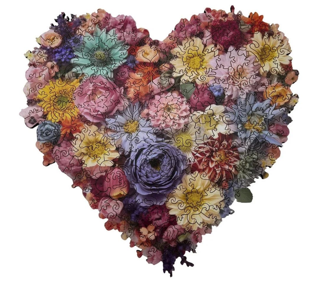 abc HOME Puzzle Herzform Blumen Holz 200 Puzzleteile - Bild 2