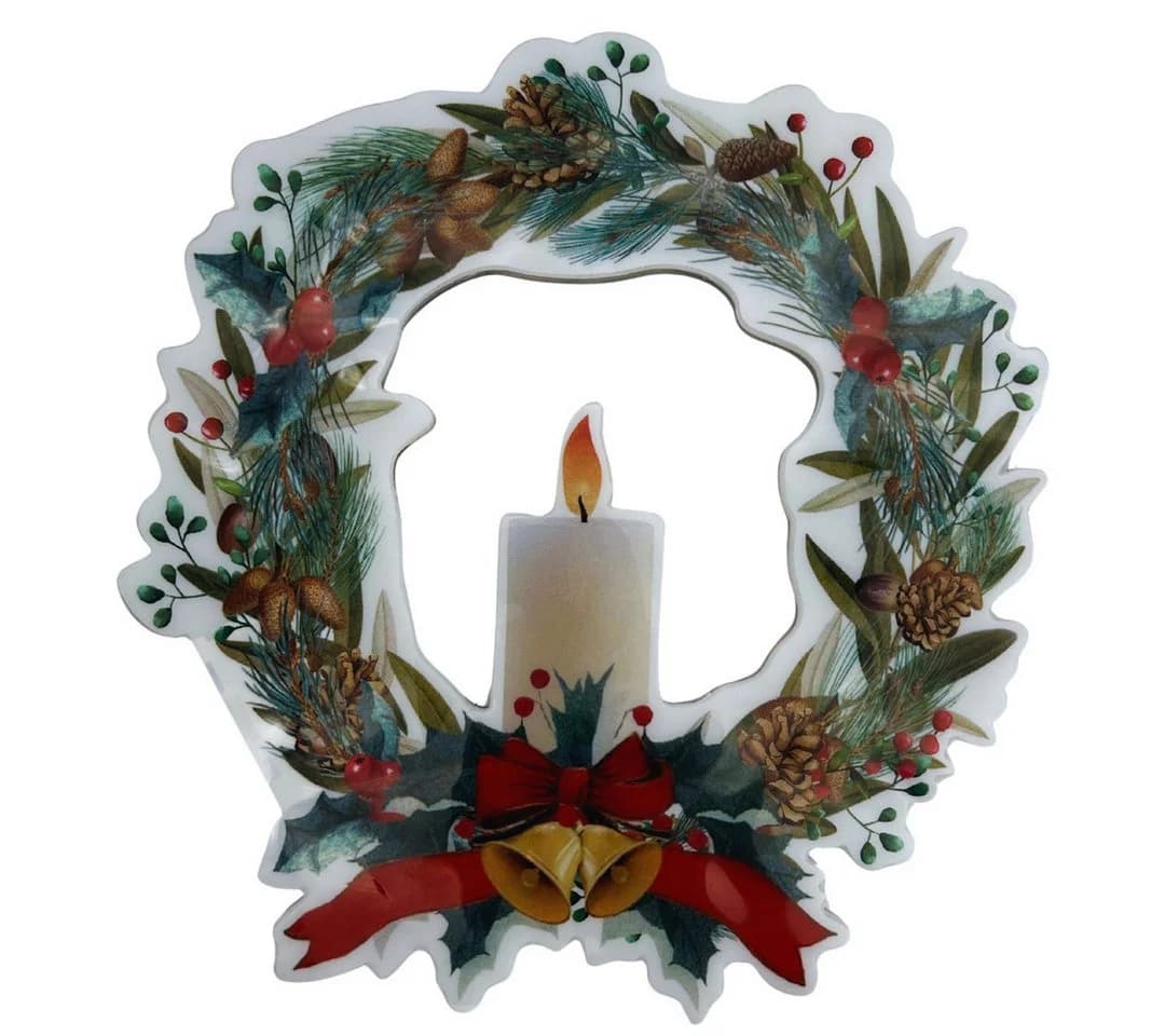 abc HOME Fensterdekoration Weihnachtskranz LEDs Timer-Funktion Selbsthaftend