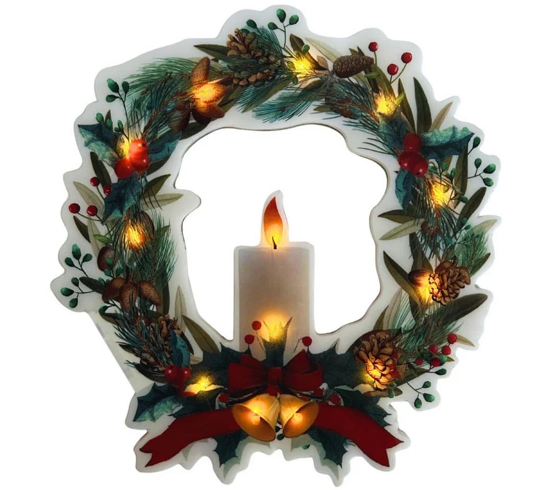abc HOME Fensterdekoration Weihnachtskranz LEDs Timer-Funktion Selbsthaftend - Bild 3