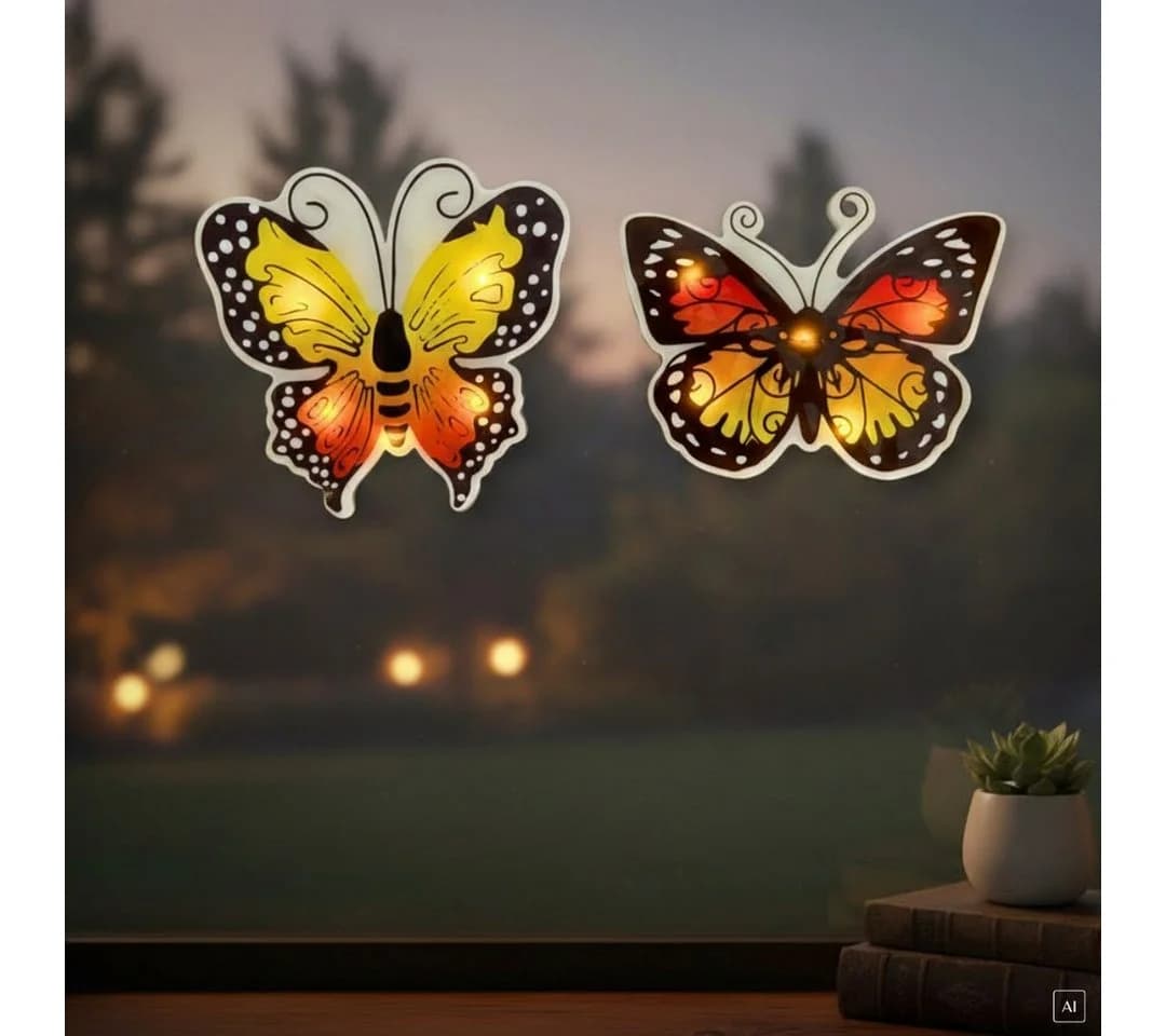 abc HOME LED Schmetterlinge 2er Set selbstklebend bunt - Bild 2
