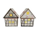 abc HOME LED Dekohäuser 2er Set Holz Blumenwiese & Fachwerk warmweiß Bild 2