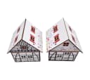abc HOME LED Dekohäuser 2er Set Holz Blumenwiese & Fachwerk warmweiß Bild 3