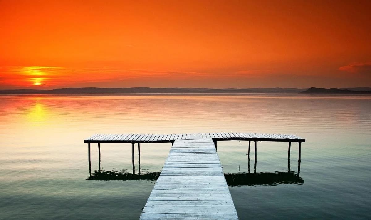 Fototapete PAPERMOON Sonnenuntergang am Plattensee Vlies 350x260cm