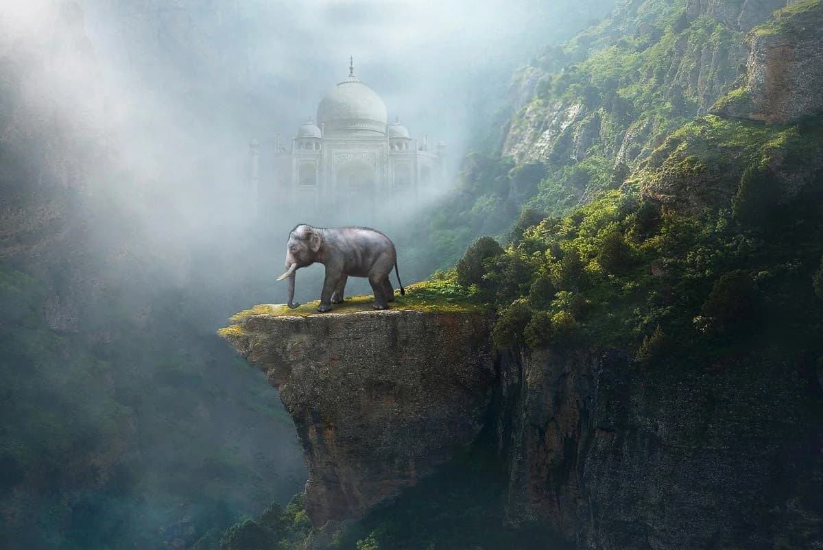 Fototapete PAPERMOON Indischer Elefant Taj Mahal - Vliestapete 350x260cm