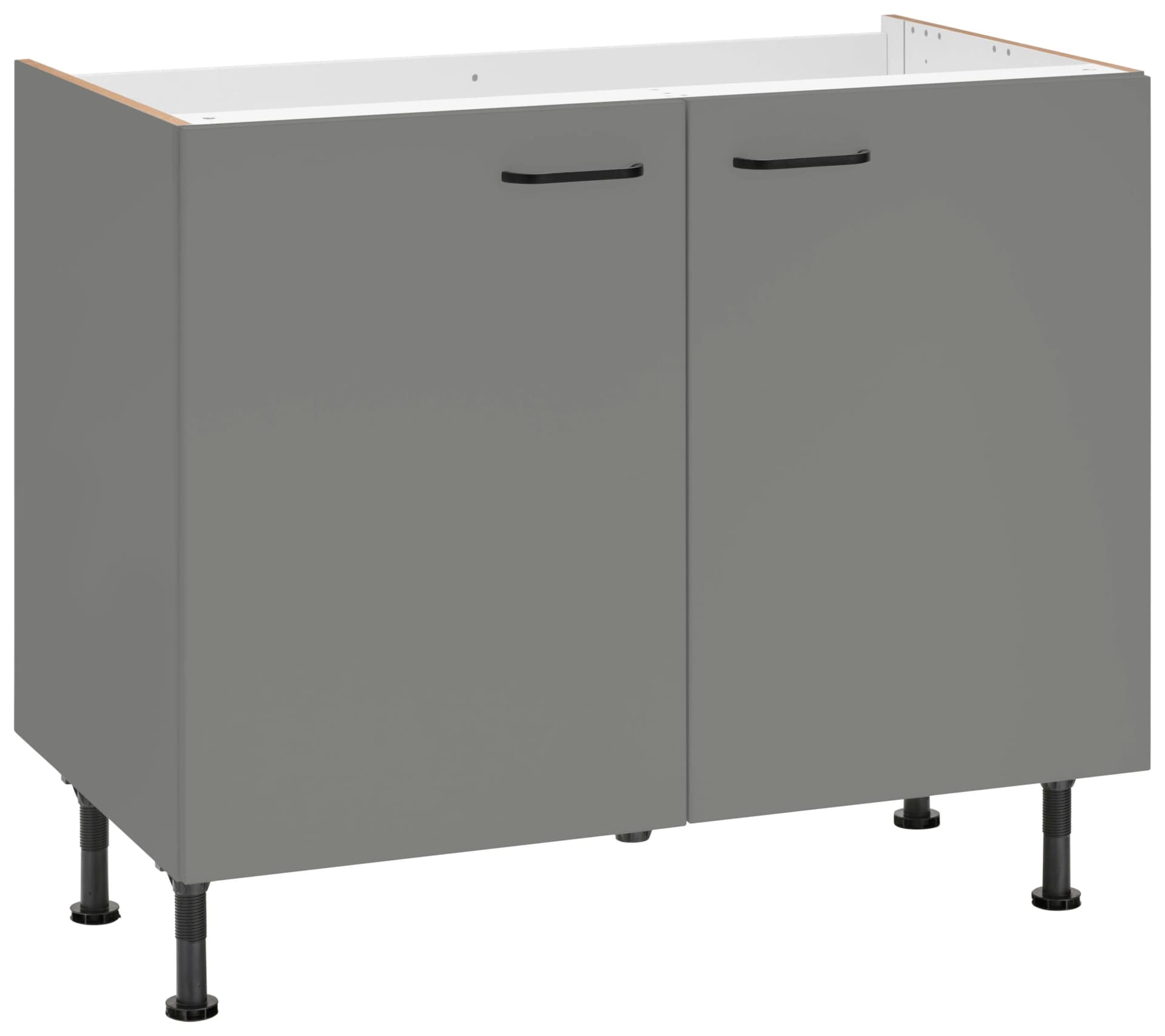 OPTIFIT Spülenschrank Elga Grau Basaltgrau Soft-Close