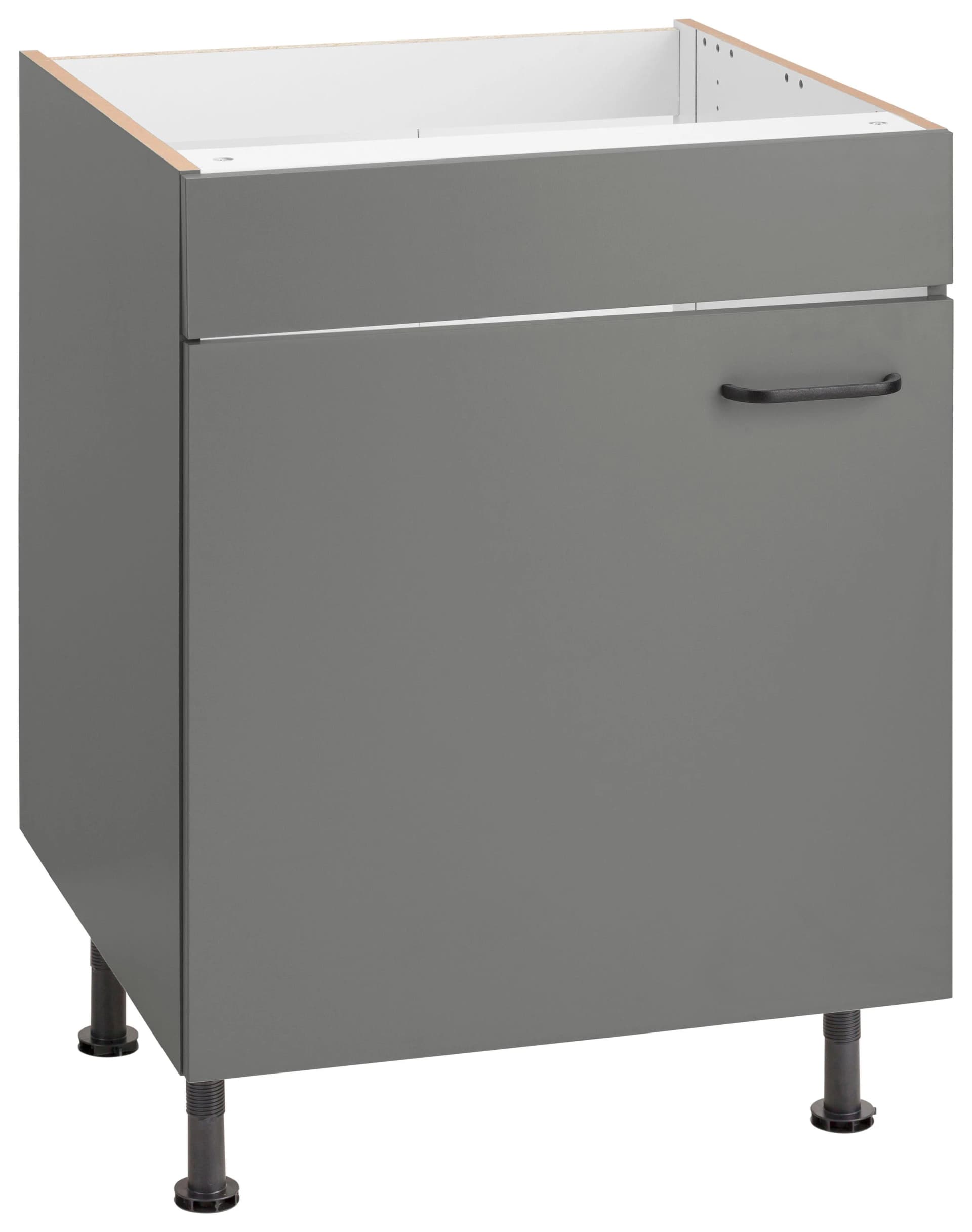 OPTIFIT Spülenschrank Elga Grau Basaltgrau Soft-Close
