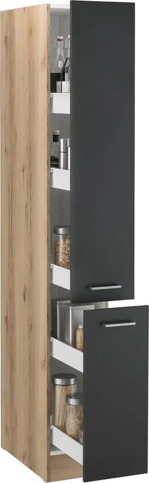 Apothekerschrank OPTIFIT Iver Grau Anthrazit 2 Auszüge 5 Ablagen - Bild 2