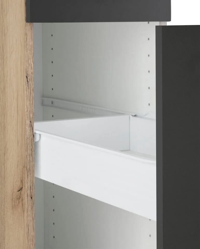 Apothekerschrank OPTIFIT Iver Grau Anthrazit 2 Auszüge 5 Ablagen - Bild 4