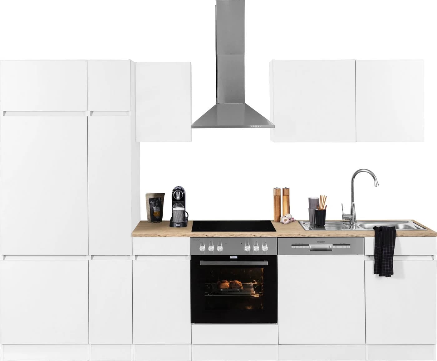 OPTIFIT Küchenzeile Roth 300 cm Weiß mit E-Geräten und Apothekerschrank - Bild 2