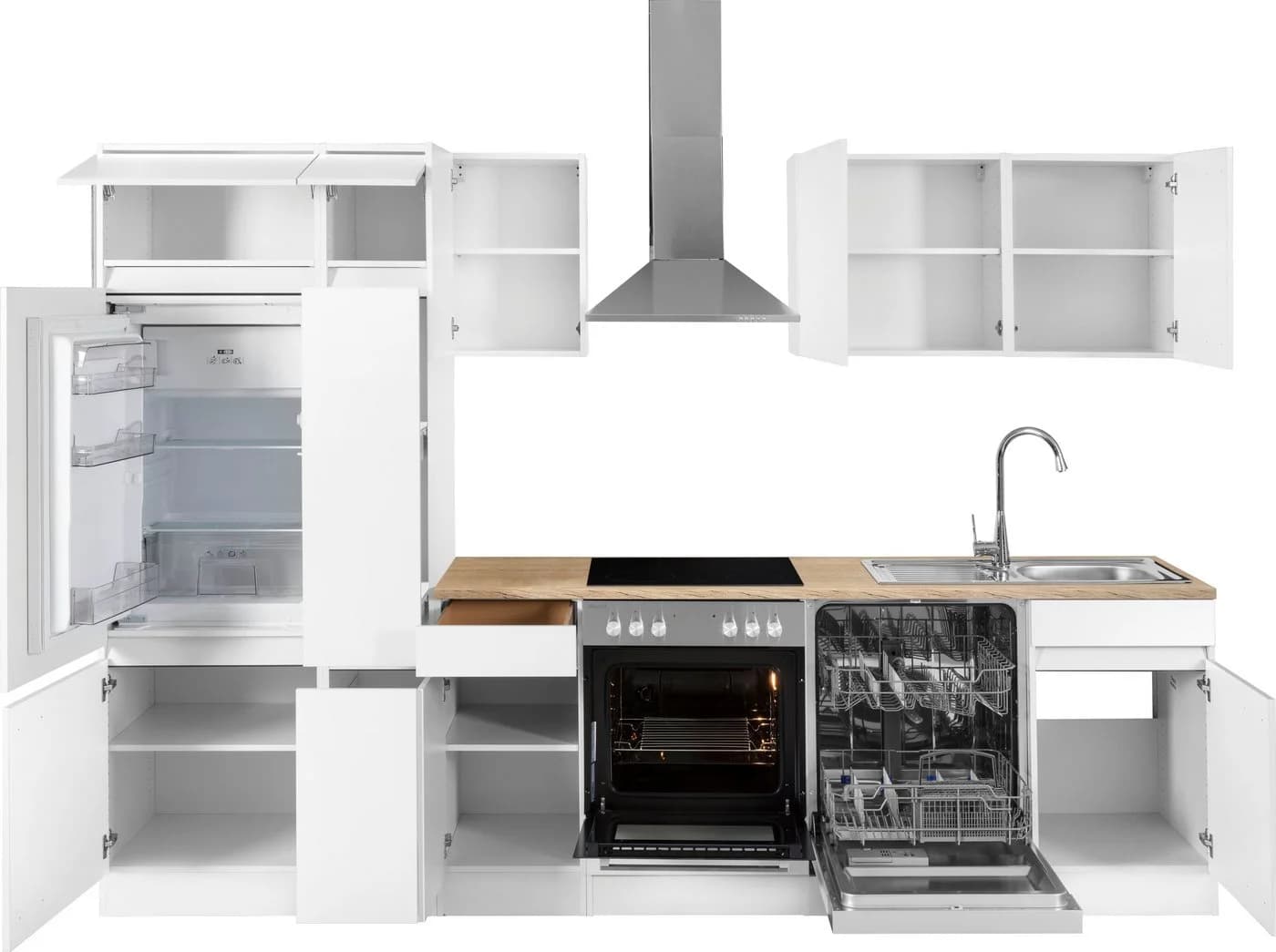 OPTIFIT Küchenzeile Roth 300 cm Weiß mit E-Geräten und Apothekerschrank - Bild 4