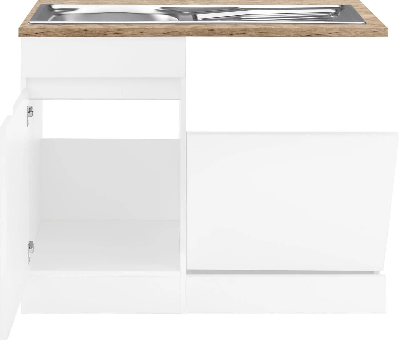 OPTIFIT Spülenschrank Roth 110cm Weiß Wildeiche mit Arbeitsplatte - Bild 3