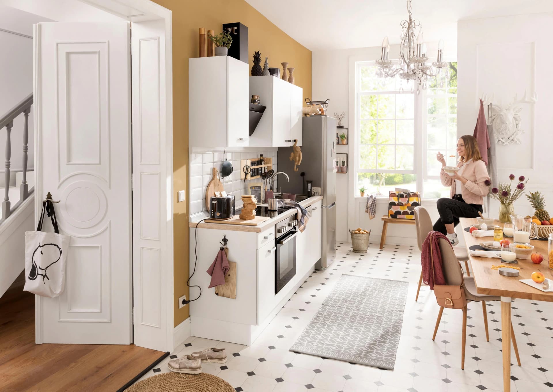 OPTIFIT Parma Küchenzeile Weiß Eiche 210cm