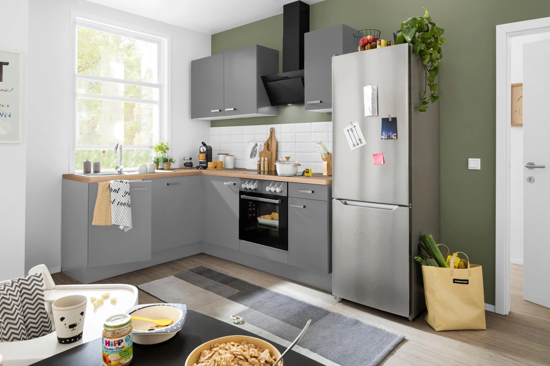 OPTIFIT Parma Winkelküche Braun Grau Komplettküche