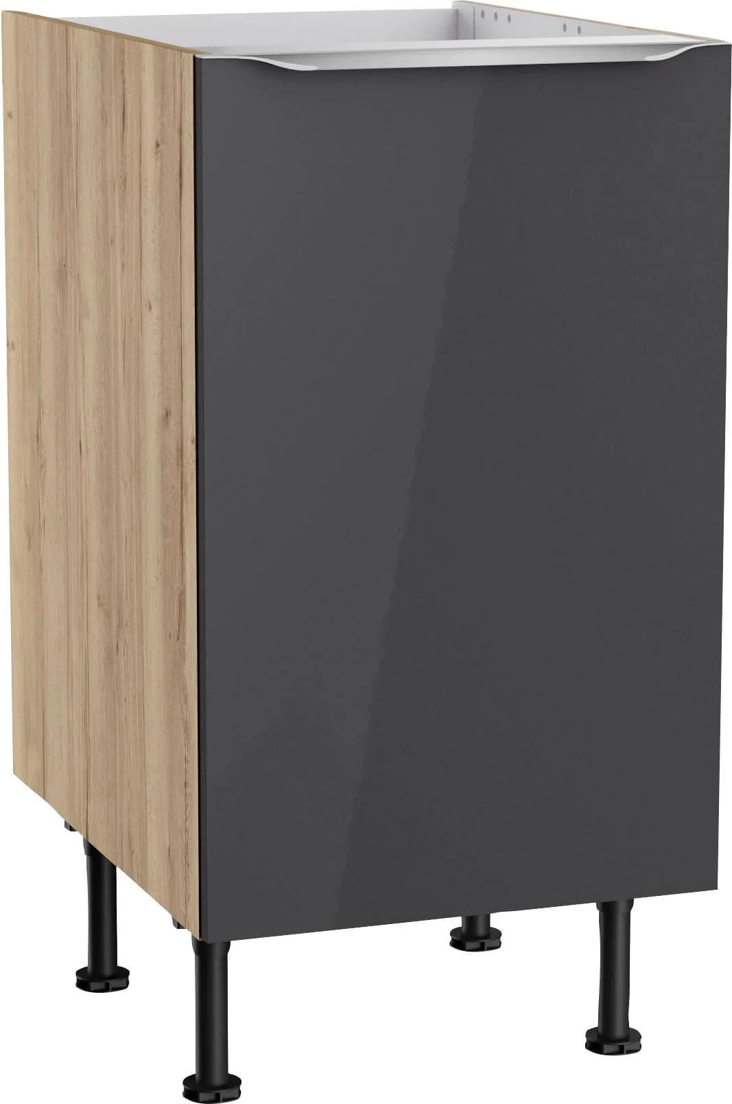 Kochstation Spülenschrank KS-Aken Anthrazit Hochglanz 45cm