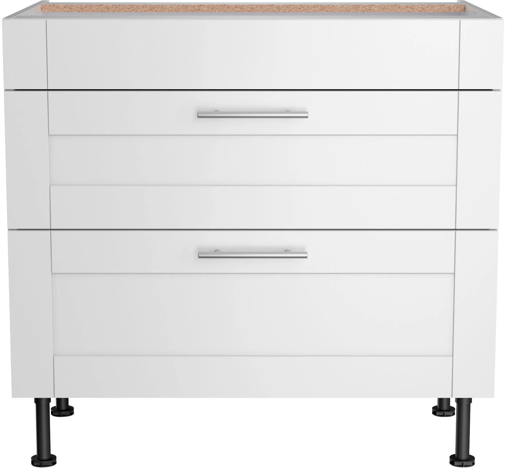 Kochfeldumbauschrank KS-Ahus Weiß Matt 90cm Vollauszug Soft-Close