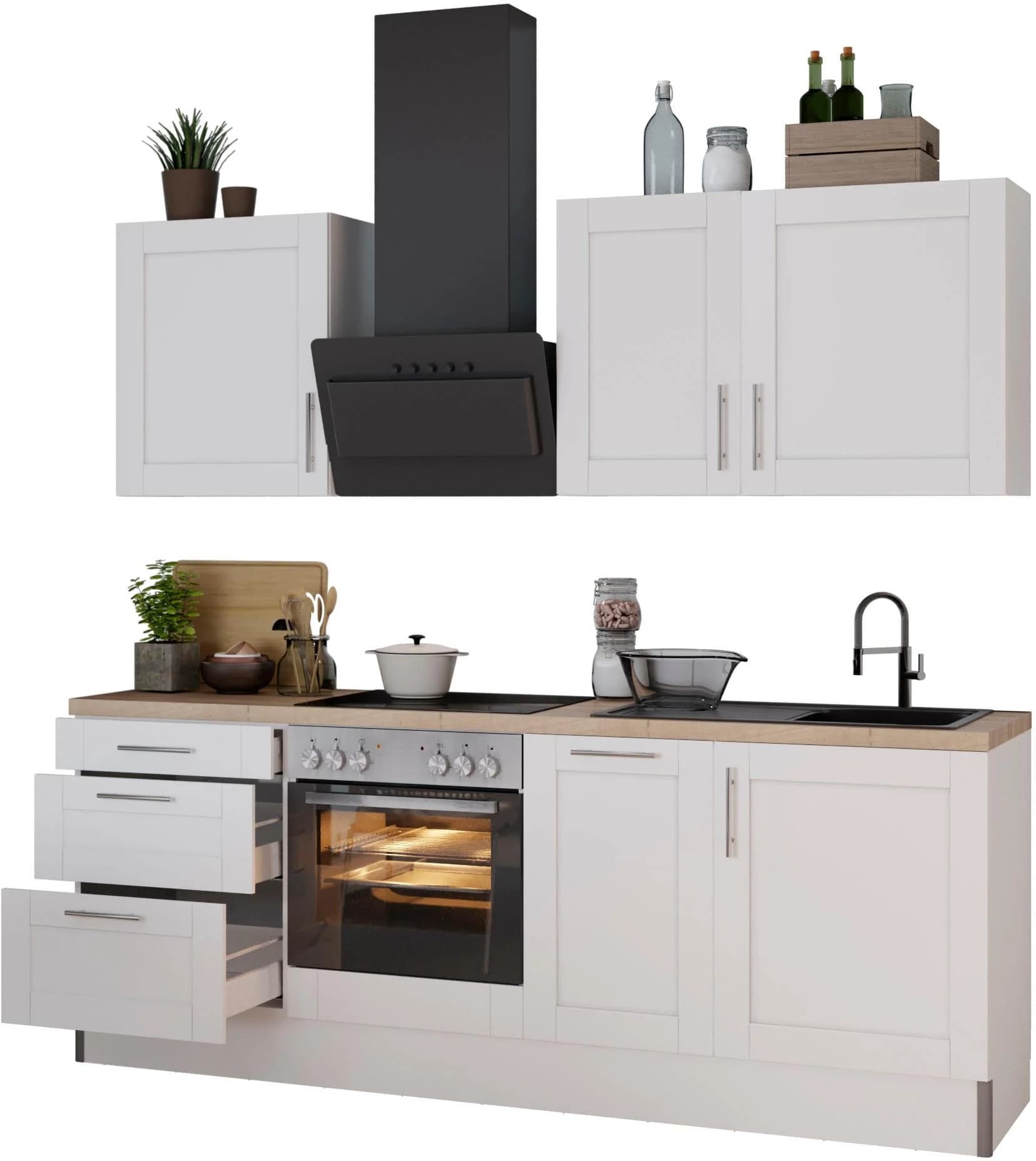Küche KOCHSTATION "KS-Ahus" Weiß MDF Fronten Soft-Close Funktion