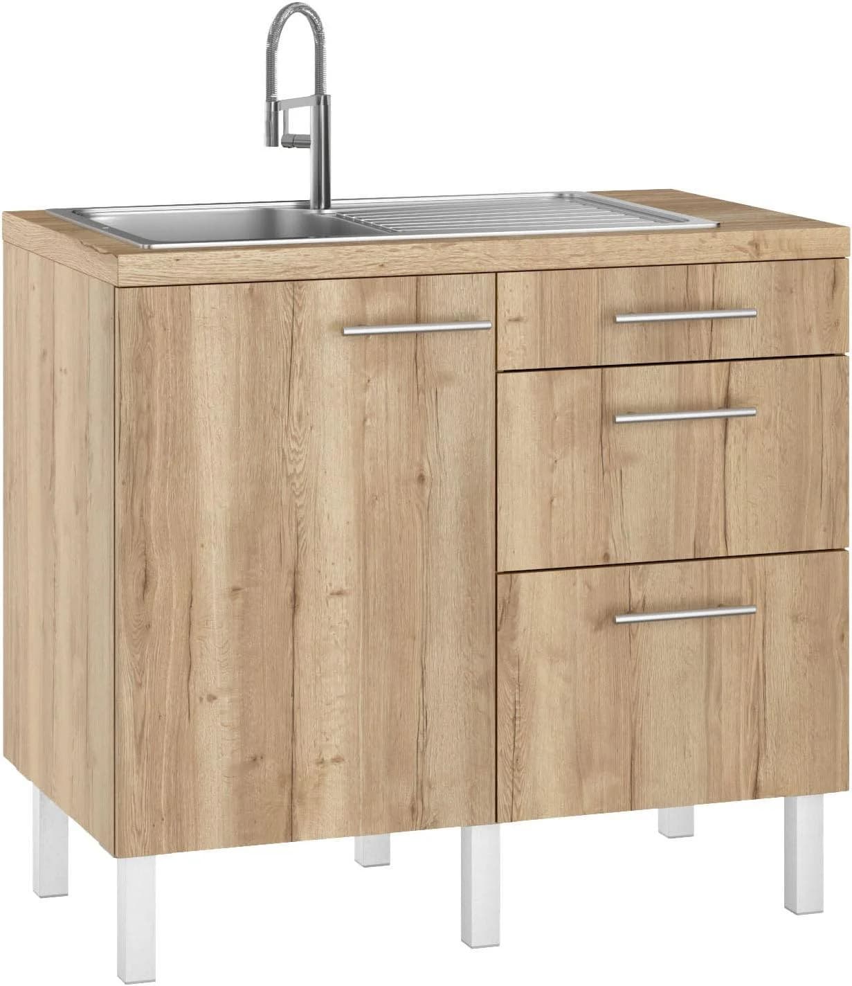 OPTIFIT Pantryküche Lilly 100cm Wildeiche mit Spüle