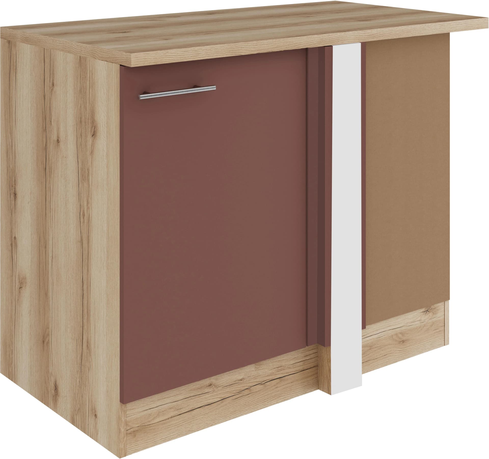 OPTIFIT Eckunterschrank Bella Rostrot Wildeiche Wandmontage
