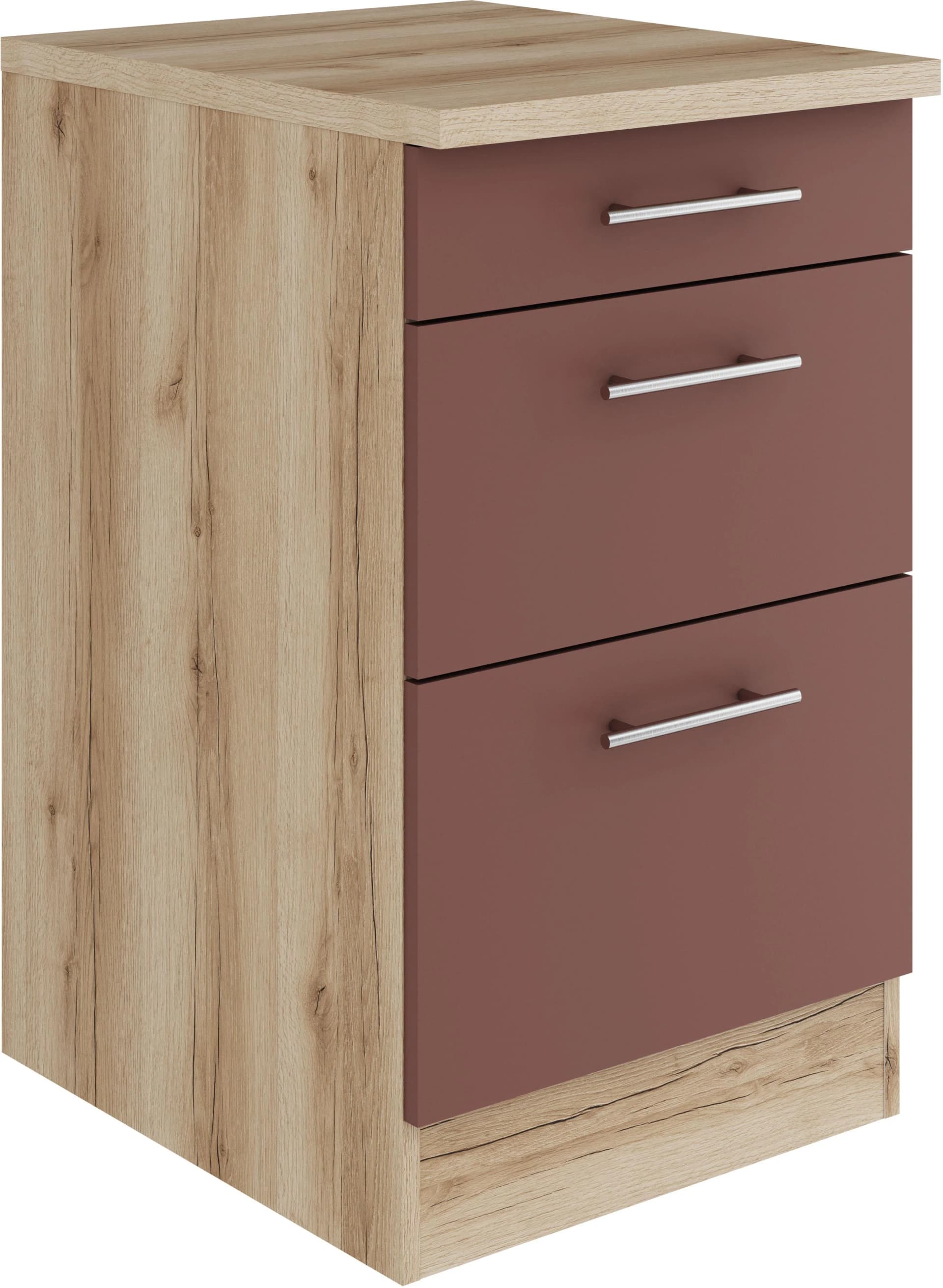 OPTIFIT Bella Unterschrank rot wildeiche 50cm Breite