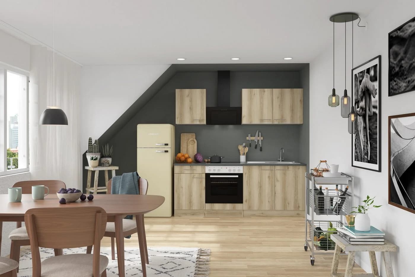 OPTIFIT Einbauküche Bella 210 cm Wildeiche Modern