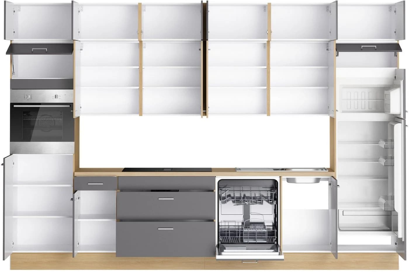 KOCHSTATION Küchenzeile KS-Lucy 360 cm Anthrazit/Eiche Soft-Close - Bild 5