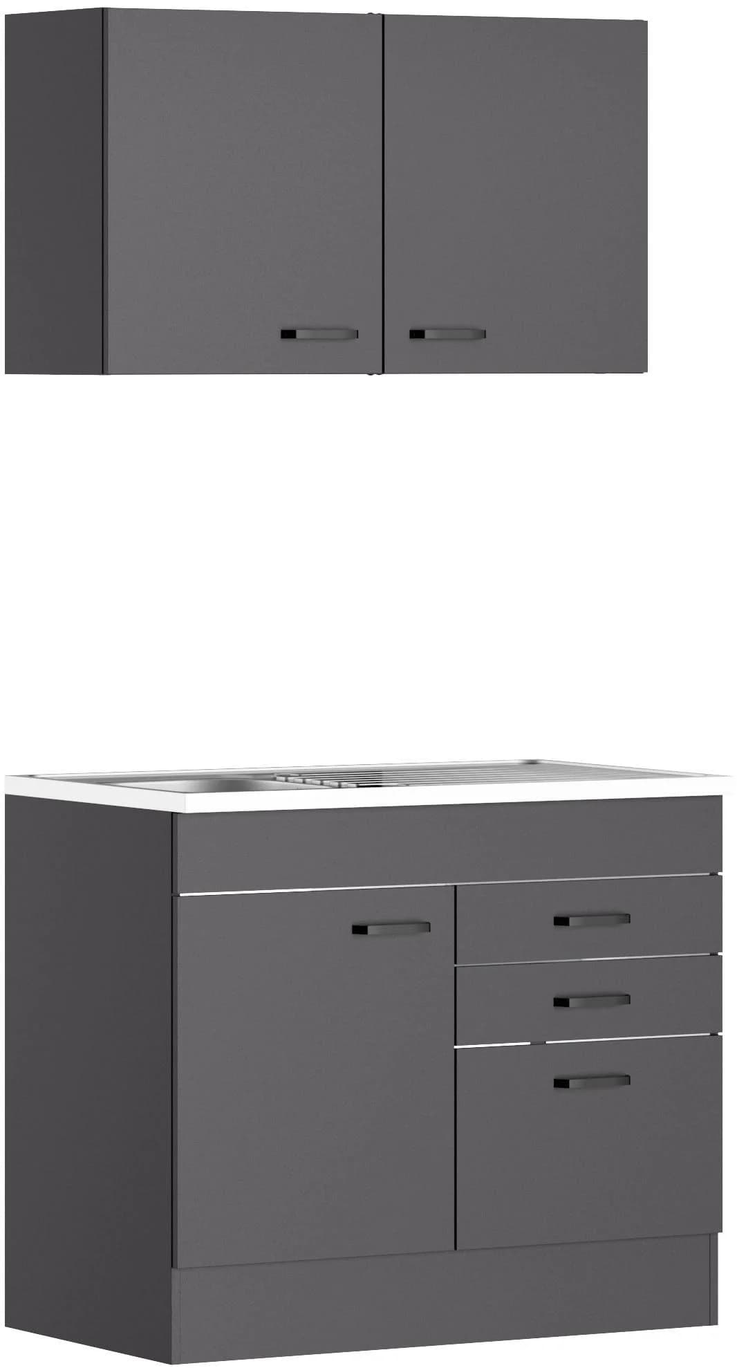 OPTIFIT Pantryküche OPTImulti Grau Anthrazit 100 cm