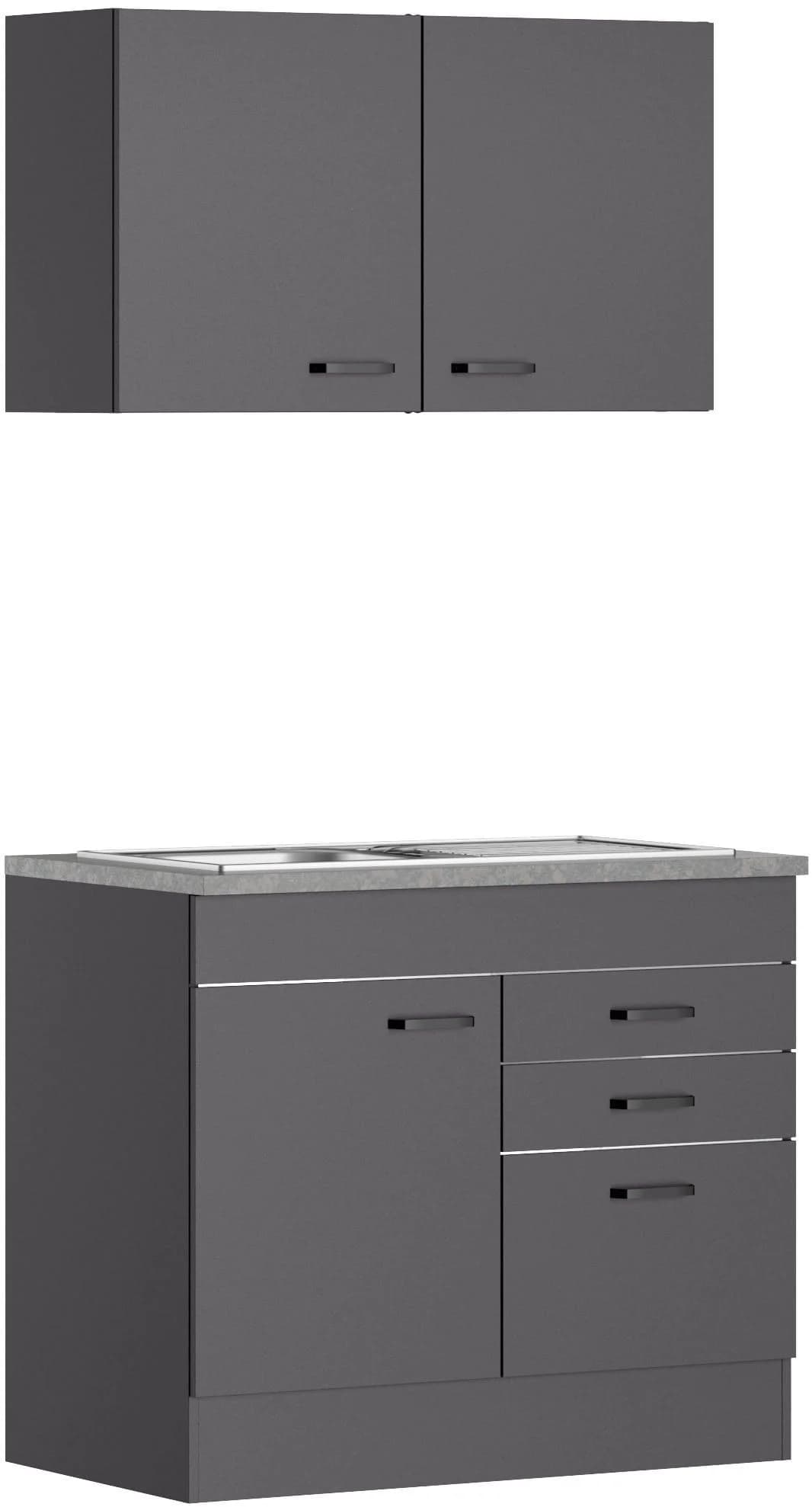 Pantryküche OPTIFIT OPTImulti Grau Anthrazit 100cm