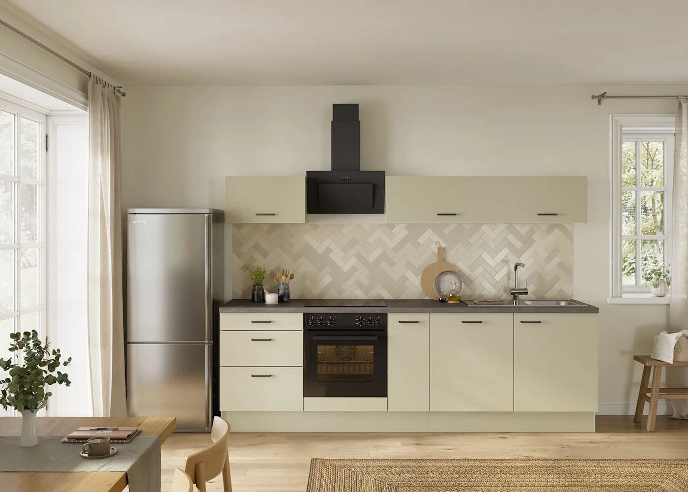 KOCHSTATION Küchenzeile KS-Sion Beige OPTIsnap