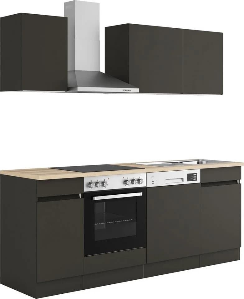 OPTIFIT Küchenzeile Roth 210 cm Push-to-Open anthrazit/wildeiche - Bild 4