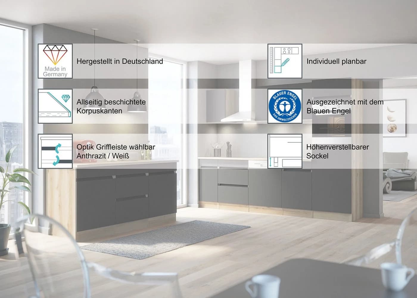 OPTIFIT Apothekerschrank Roth Anthrazit Hochglanz