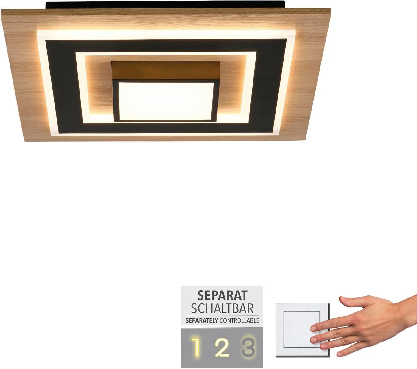 JUST LIGHT Deckenleuchte TOLA Schwarz LED Warmweiß - Bild 5